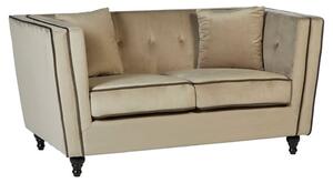 Hannah Upholstered Velvet 2 Seater Sofa In Mink