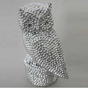 Jewel Owl Sculpture In Silver Finish