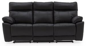 Posit Recliner Leather 3 Seater Sofa In Black