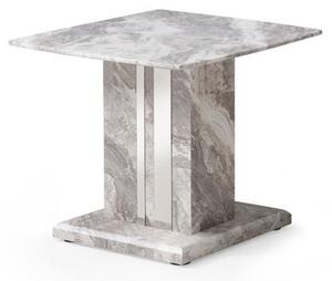 Nouvaro End Table In Grey Paper Marble Top With Wooden Base