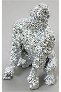 Jewel Gorilla Sitting Small Size Sculpture In Silver Finish