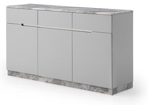 Nouvaro Marble Top Sideboard In Grey Paper With Wooden Base