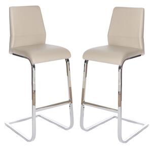 Prestina Bar Stool In Taupe Pu With Chrome Legs In A Pair