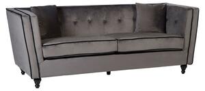 Hannah Upholstered Velvet 3 Seater Sofa In Grey