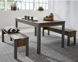 Merano Dining Table In Old Wood Matera Grey Legs With 2 Benches