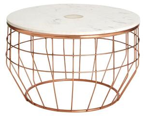 Arenza Round White Marble Coffee Table With Copper Frame