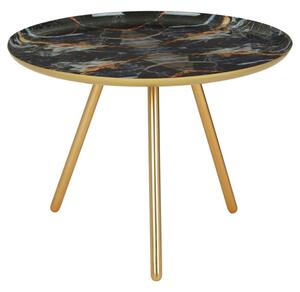 Aristote Faux Marble Side Table With Gold Legs In Multicolor