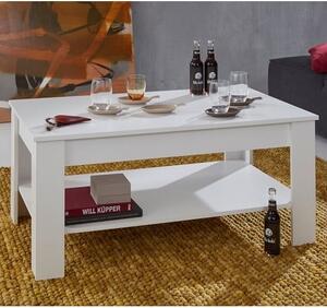 Hilburn Wooden Coffee Table Rectangular In White With Undershelf