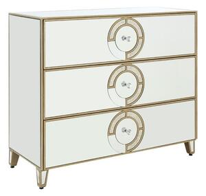 Antibes Mirrored Glass Chest Of 3 Drawers In Antique Silver