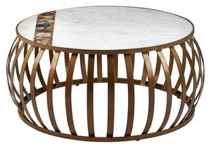 Arenza Round White Marble Coffee Table With Gold Frame