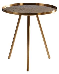 Cordue Round Glass Top Side Table In Warm Gold