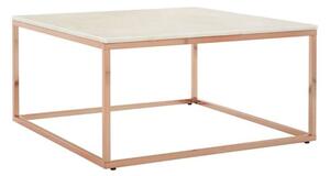 Alluras Square Clear Glass Coffee Table With Rose Gold Frame