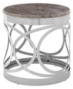 Midtown Round Marble Top Side Table With Steel Frame