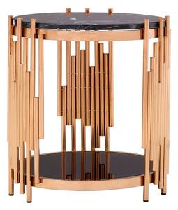 Alvara Black Marble Top Side Table With Rose Gold Frame