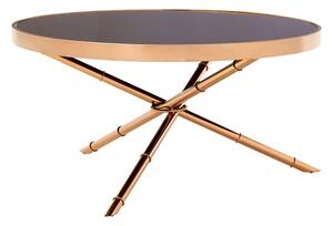 Alvara Black Glass Top Coffee Table With Rose Gold Bamboo Frame