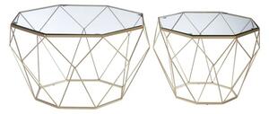 Hannah Octagonal Glass Set Of 2 Side Tables With Champagne Frame