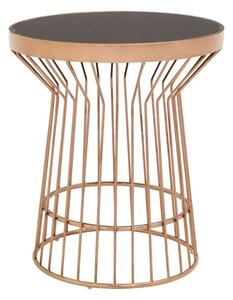 Alvara Round Black Glass Top Side Table With Copper Frame