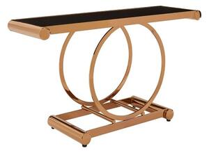 Columbus Black Glass Console Table With Rose Gold Frame