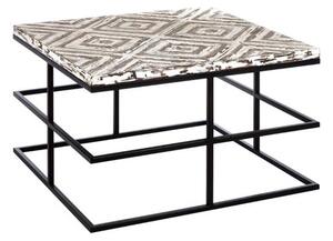 Orphee Square Wooden Coffee Table With Metal Frame In White