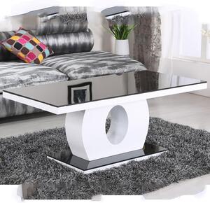 Eira Black Glass Coffee Table Rectangular With White Gloss Base