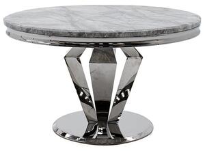 Arleen Round Marble Dining Table With Steel Base In Grey