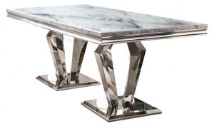 Arlesey Marble Dining Table In Grey With Stainless Steel Legs