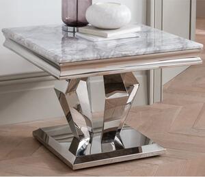 Arleen Marble Lamp Table With Stainless Steel Base In Grey