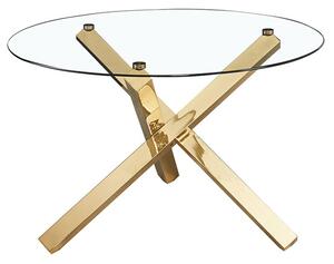 Cupric Round Clear Glass Dining Table With Gold Metal Legs