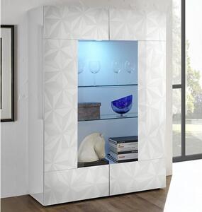 Arlon Display Cabinet In White High Gloss With 2 Doors And LED