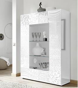 Ardent Modern Display Cabinet In White High Gloss With 2 Doors