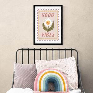East End Prints Good Vibes Daisy Print by Kid of the Village MultiColoured