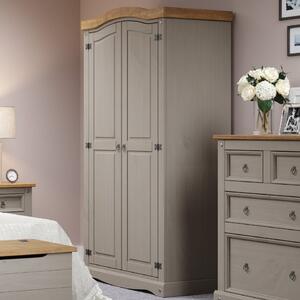 Consett Wooden Wardrobe With 2 Doors In Grey And Oak