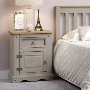 Consett Wooden Bedside Cabinet With 1 Door 1 Drawer In Grey Oak