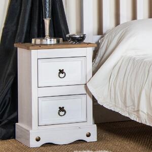 Consett Wooden Bedside Cabinet With 2 Drawers In White And Oak