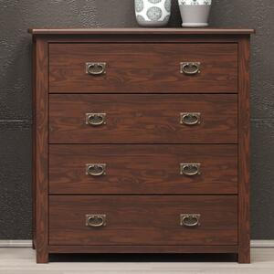 Birtley Wooden Chest Of 4 Drawers In Dark Brown