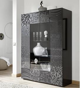 Ardent Modern Display Cabinet In Grey High Gloss With 2 Doors