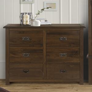 Birtley Wooden Chest Of 6 Drawers In Dark Brown