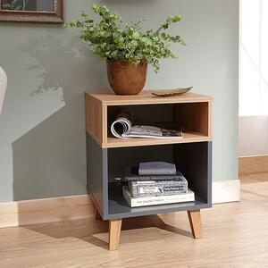 Melbourn Wooden Lamp Table In Grey And Oak Effect