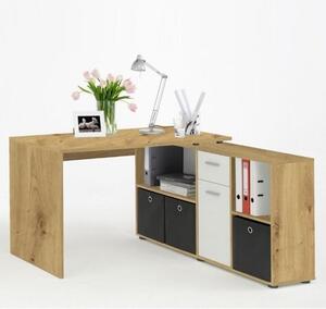 Flexi Wooden Corner Computer Desk In Artisan Oak And White