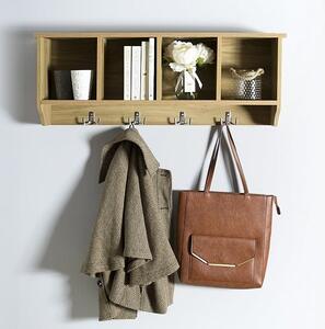 Keswick Wall Rack In Oak With Four Storage Compartments