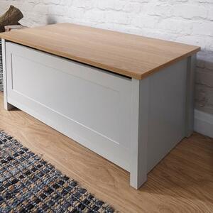 Loftus Storage Blanket Box In Grey With Oak Effect Top