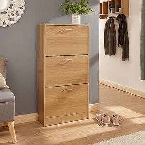 Strood Three Tier Shoe Cabinet In Oak Finish