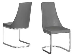 Markyate Grey Leather Dining Chairs With Chrome Legs In Pair