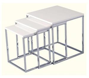 Cayuta Nest Of Tables In White Gloss With Chrome Legs