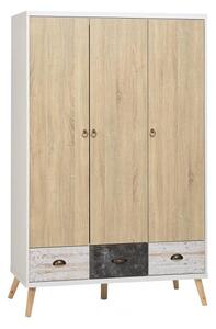 Noein Wide Wardrobe In White And Distressed Effect