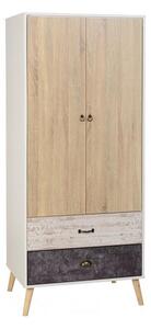 Noein Wardrobe In White And Distressed Effect With Two Doors