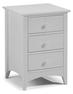 Caelia Three Drawers Bedside Tables In Dove Grey Lacquer