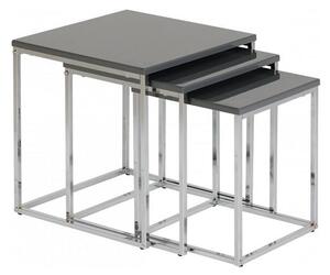 Cayuta Nest Of Tables In Grey Gloss With Chrome Legs