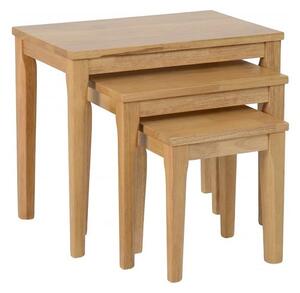 Macy Wooden Nest Of Tables In Oak Varnish Effect