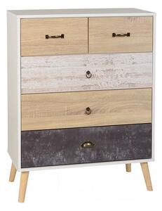 Noein Tall Chest Of Drawers In White And Distressed Effect